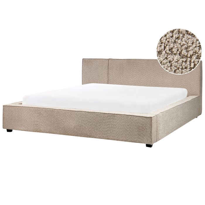 MIRANDA Bedframe Boucle 180 x 200cm EU Super Kingsize Bed Taupe