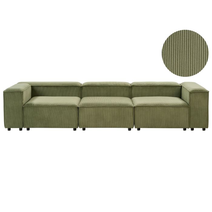 3-Seater Modular Jumbo Cord Sofa Green ARDAL