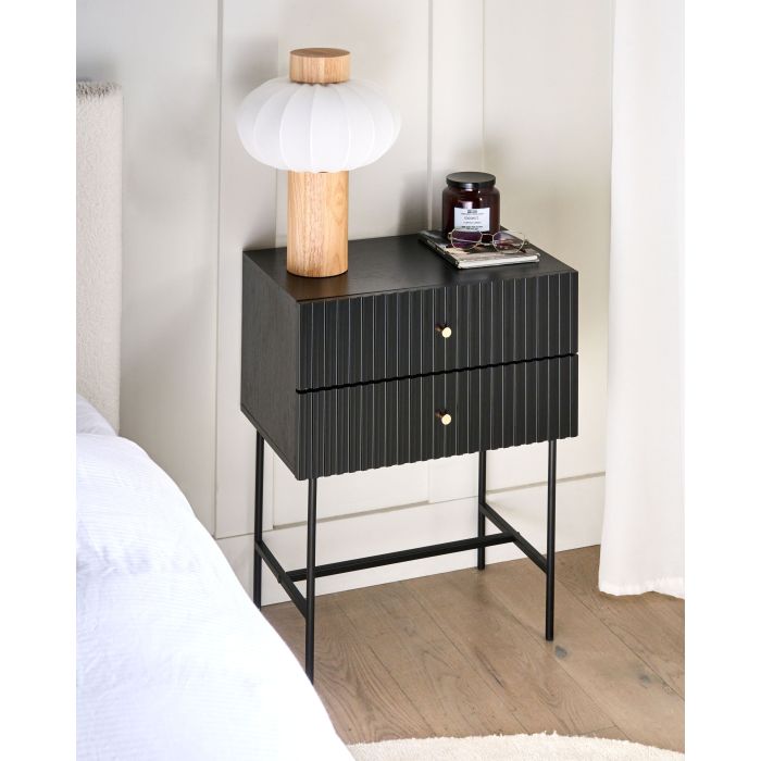 CLOURY Drawer Bedside Table - Black and Gold