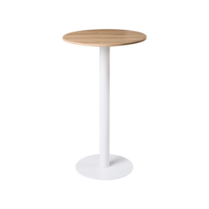 MOORLEIGH Round Bar Table - White with Light Oak