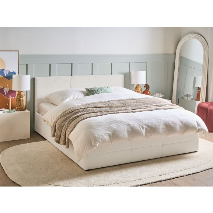 MASSOGNES EU Kingsize Ottoman Boucle Bedframe - Off White