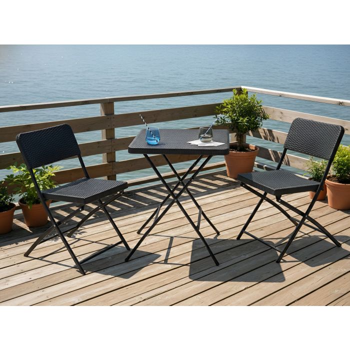 BRELTON Garden Bistro Table and Chair Set - Black