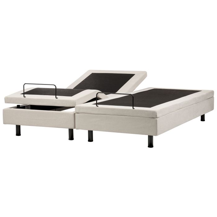 LUKE Adjustable Bedframe without Headboard Fabric 180 x 200cm EU Super Kingsize Bed Light Beige