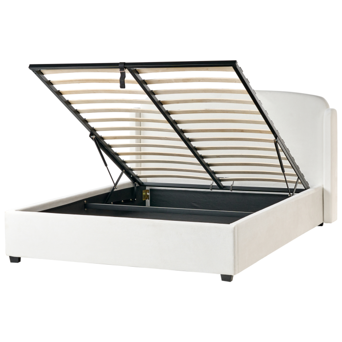 BERNAYLA Kingsize Fabric Ottoman Storage Bedframe - Off-White