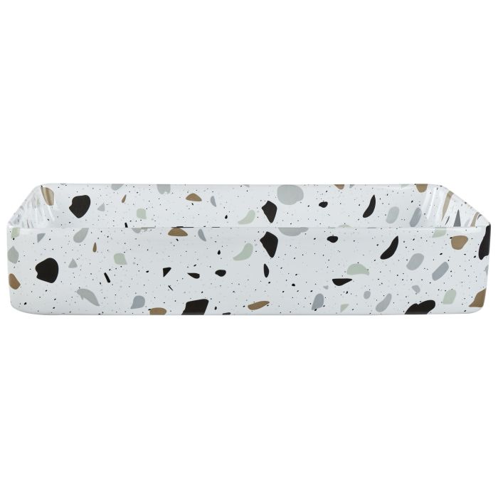 Ceramic Countertop Basin 610 x 350 mm White Terrazzo Effect NULES