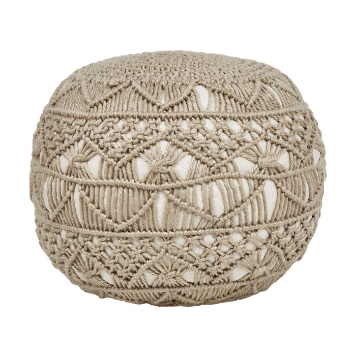 Outdoor Knitted Pouffe Beige AADHI