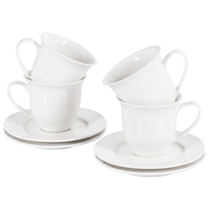 Set of 4 Cups with Saucers ELDERBERRY Porcelain White