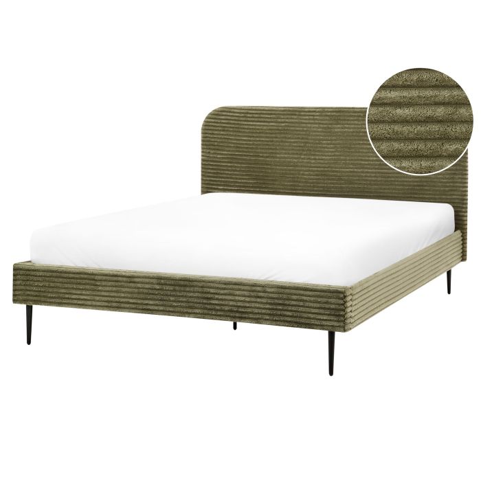 ALFYAT Bed Corduroy 160 x 200 cm (EU King Size) Green