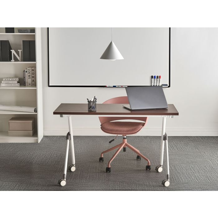 FEXUFA Foldable Office Desk - Dark Brown and White, 120cm