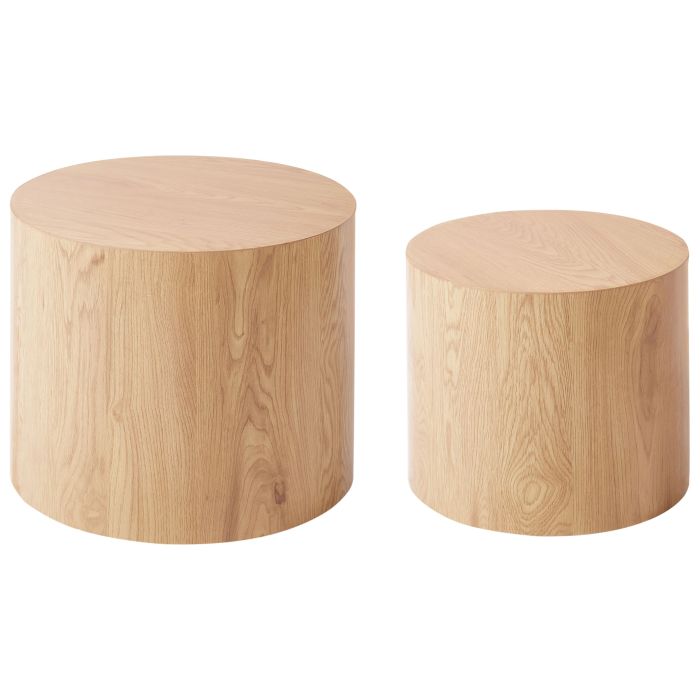 Set of 2 Coffee Tables Light Wood MANTI