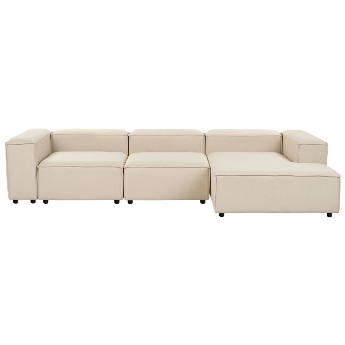 Left Hand 4 Seater Modular Fabric Corner Sofa Beige ARDAL