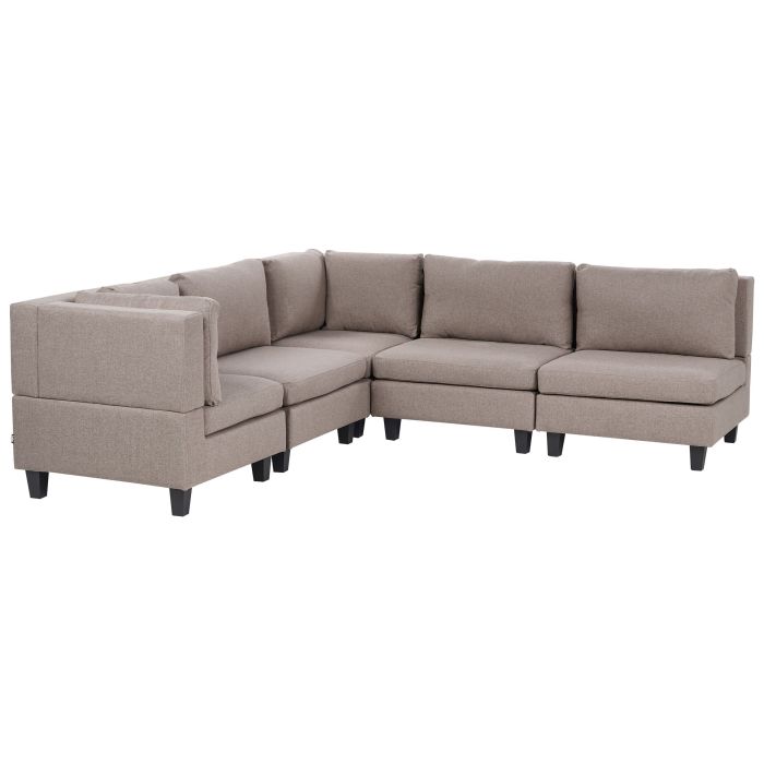 5-Seater Right Hand Modular Corner Sofa Brown UNSTAD