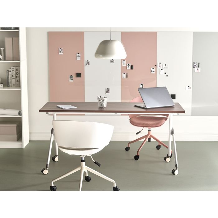FEXUFA Foldable Office Desk - Dark Brown and White, 160cm