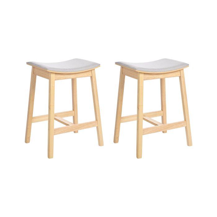Set of 2 Bar Stools DIXON Wood Light Grey