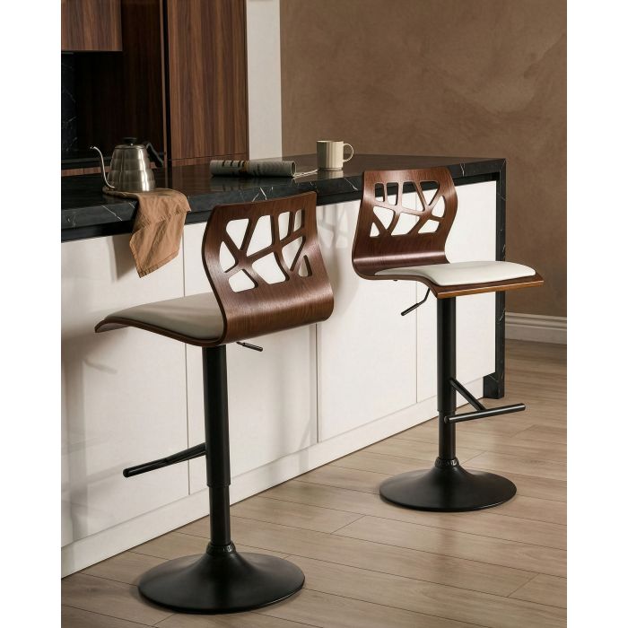 SARUXO Faux Leather Bar Stool Set of 2 - White and Black