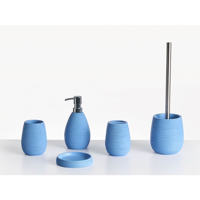 WOODDEN 5-Piece Bathroom Accessories Set - Blue