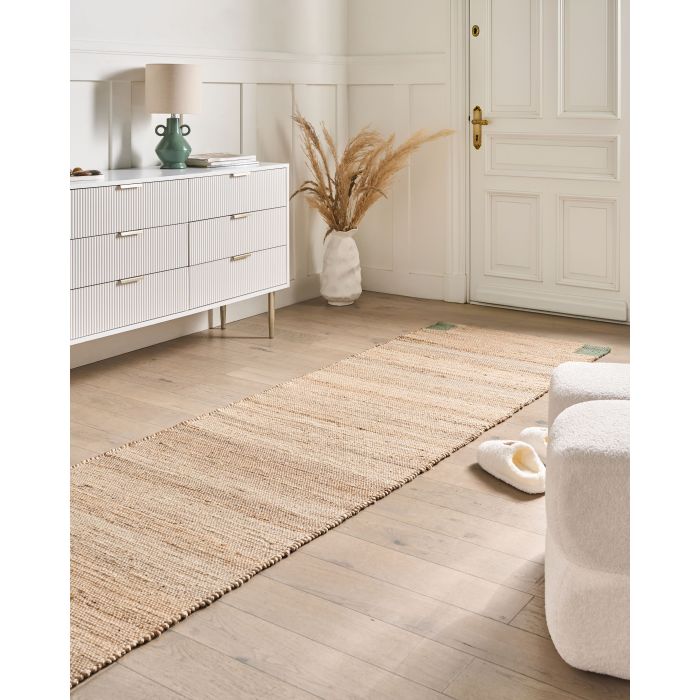 IRLAVON Jute Rug- Beige and Green, 80cm