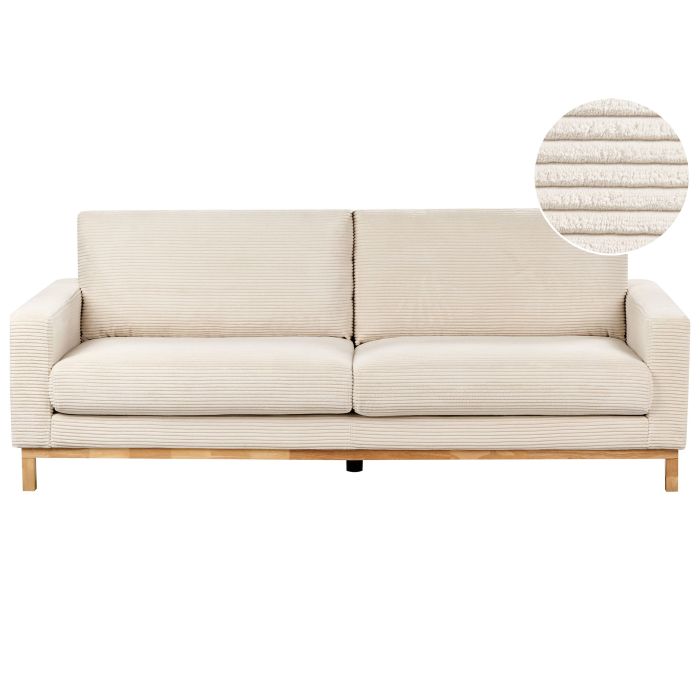 3 Seater Jumbo Cord Sofa Light Beige SIGGARD