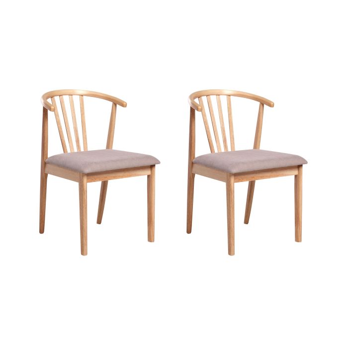 FIRTHMERE Wooden Dining Chairs - Set of 2 - Light Brown with Taupe