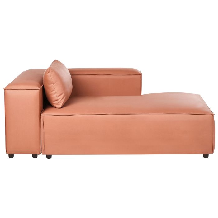 COMLEIGH Faux Leather Chaise Lounge Left Hand - Brown