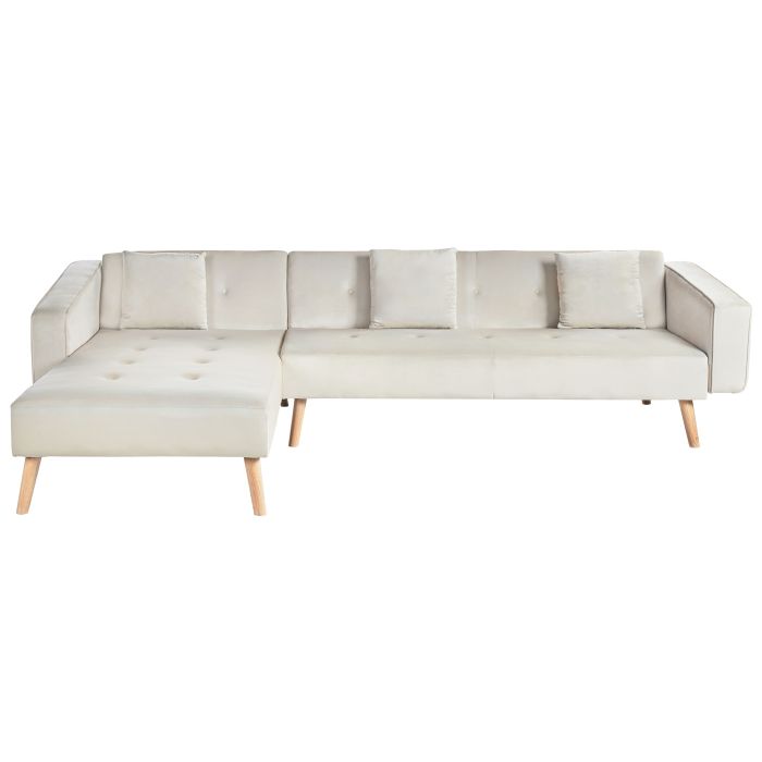 Corner Sofabed - VADOVIA Right Hand Facing Velvet Beige