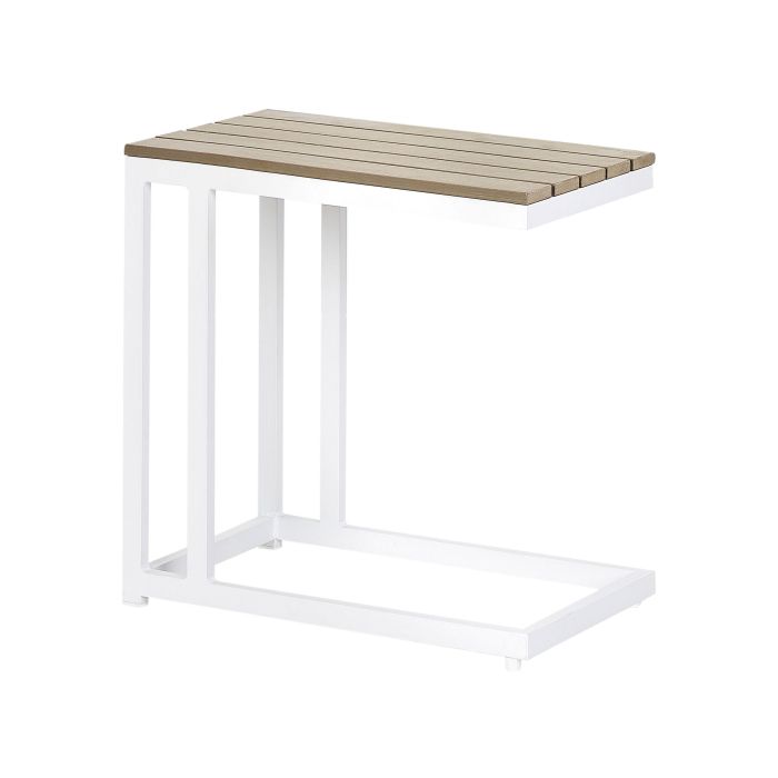 Garden Side Table Light Wood and White MESSINA