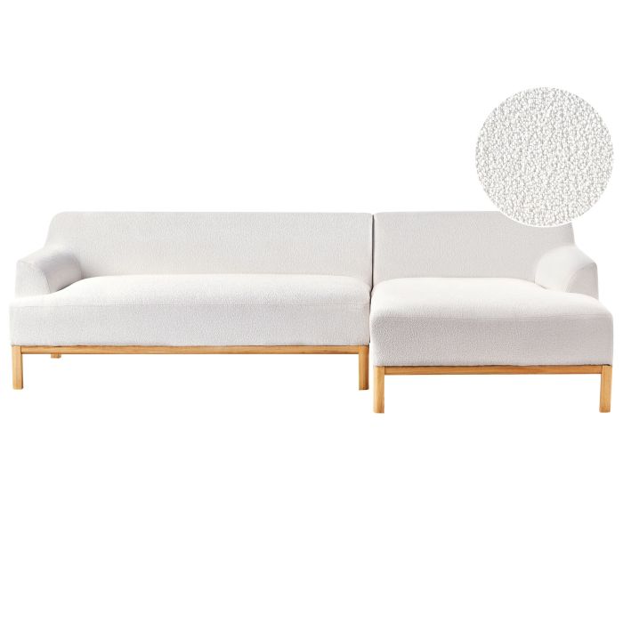 Left Hand Boucle Corner Sofa Off-White SOSJO