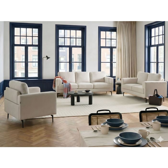 BAJARO Fabric 6 Seater Sofa Sets - Beige
