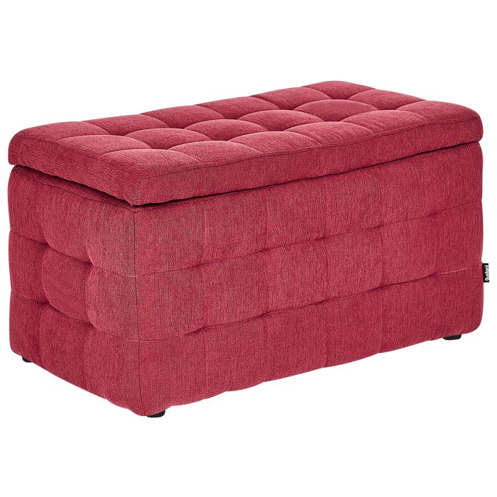 Fabric Storage Ottoman Red MICHIGAN