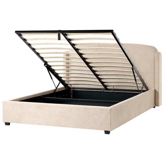 BERNAYLA Kingsize Fabric Ottoman Storage Bedframe - Taupe