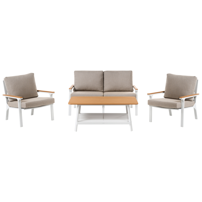 KELNARA Metal Garden 4 Seater Lounge Set - Taupe