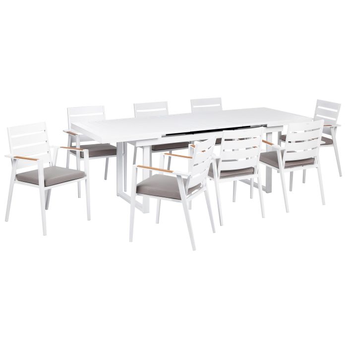Garden Dining Set 8 Seater VALCANETTO/TAVIANO with Cushions Metal Grey