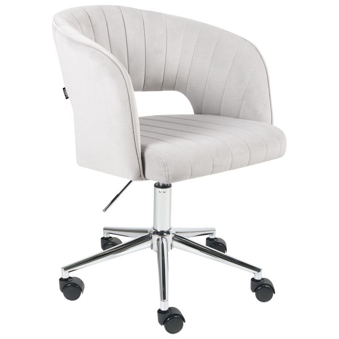 KATOANH Desk Chair Swivel Velvet Light Grey