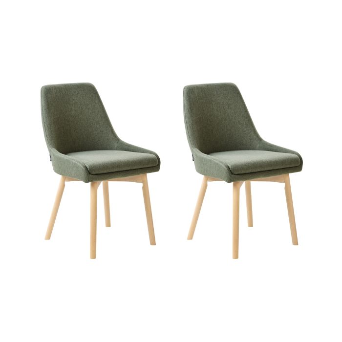 Set of 2 Fabric Dining Chairs Dark Green MELFORT