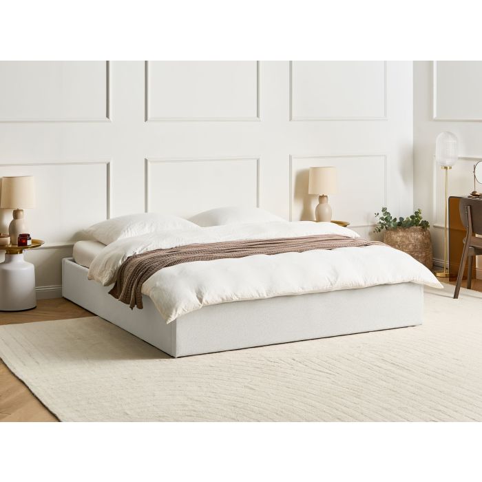 DRAVENTO Super Kingsize Ottoman Fabric Bedframe without Headboard - Beige