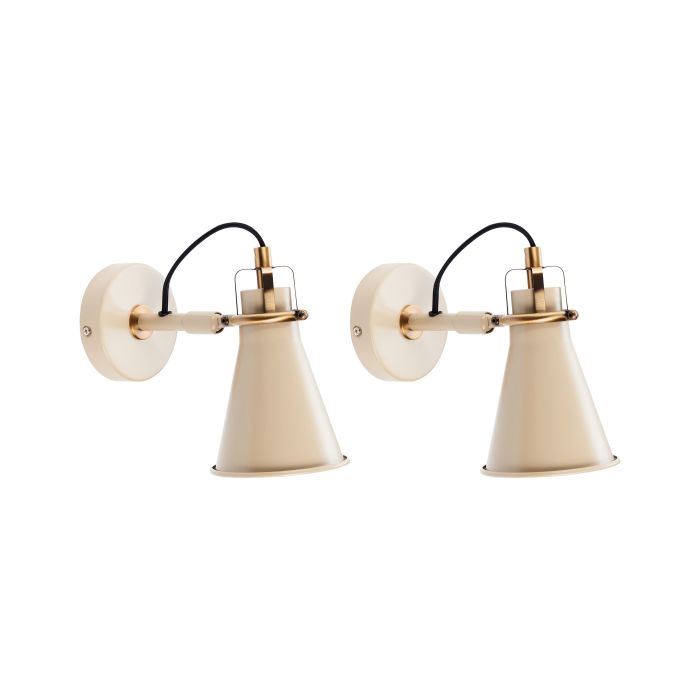 Set of 2 Wall Lamps MOYOLA Adjustable Metal Beige