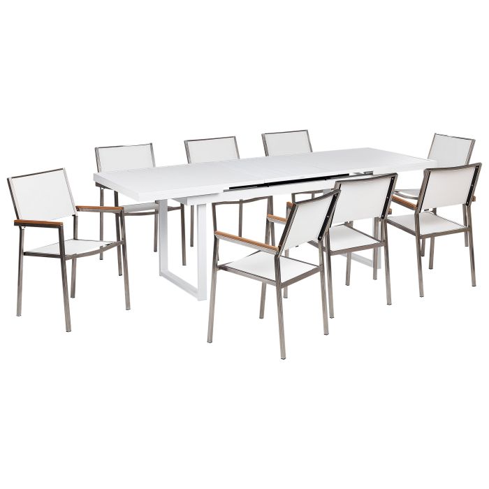 Garden Dining Set 8 Seater VALCANETTO/GROSSETO Metal White