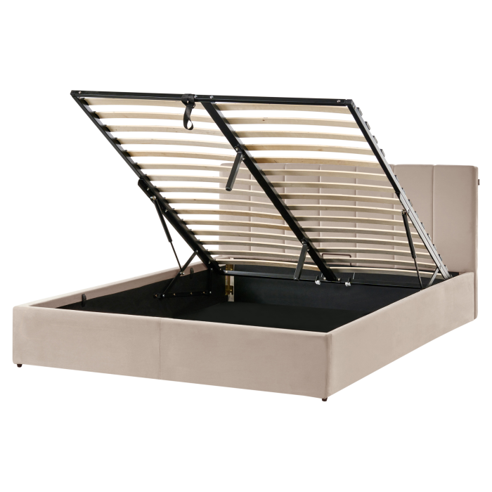 SEREN Kingsize Velvet Ottoman Storage Bedframe - Taupe