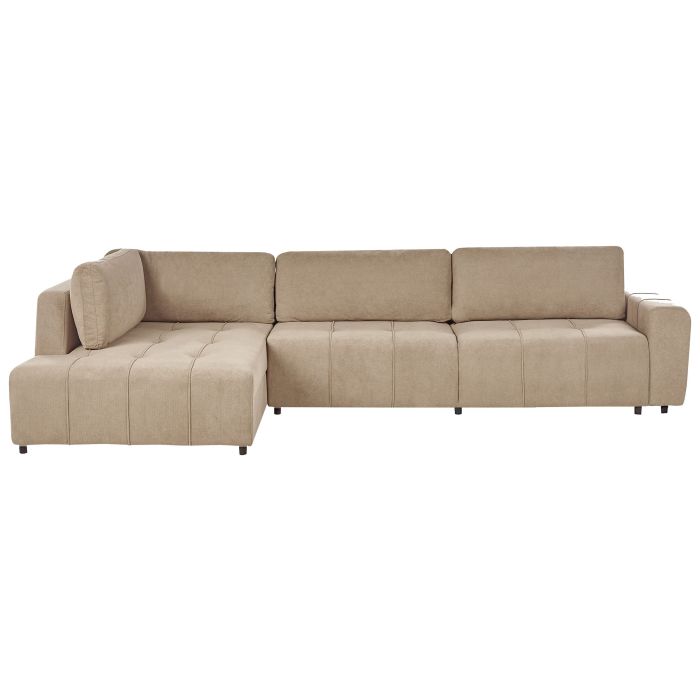 Corner Sofabed - INKVIN Right Hand Facing 4 Seater Fabric with Storage Brown