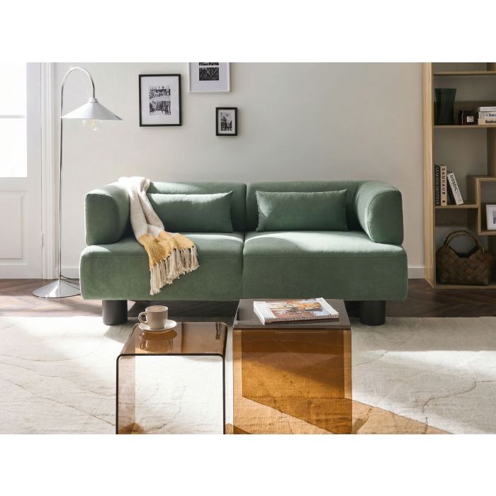 BAMETI Fabric 2 Seater Sofa - Light Green