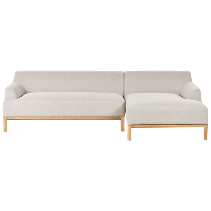 Left Hand Fabric Corner Sofa Light Beige SOSJO