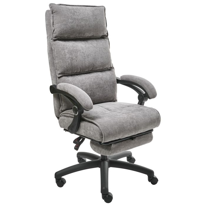 HALSTOWEN Chenille Fabric Executive Office Chair with Footrest - Grey