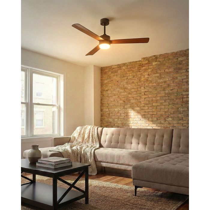 BULAXO Ceiling Fan with LED Light and Remote - Brown