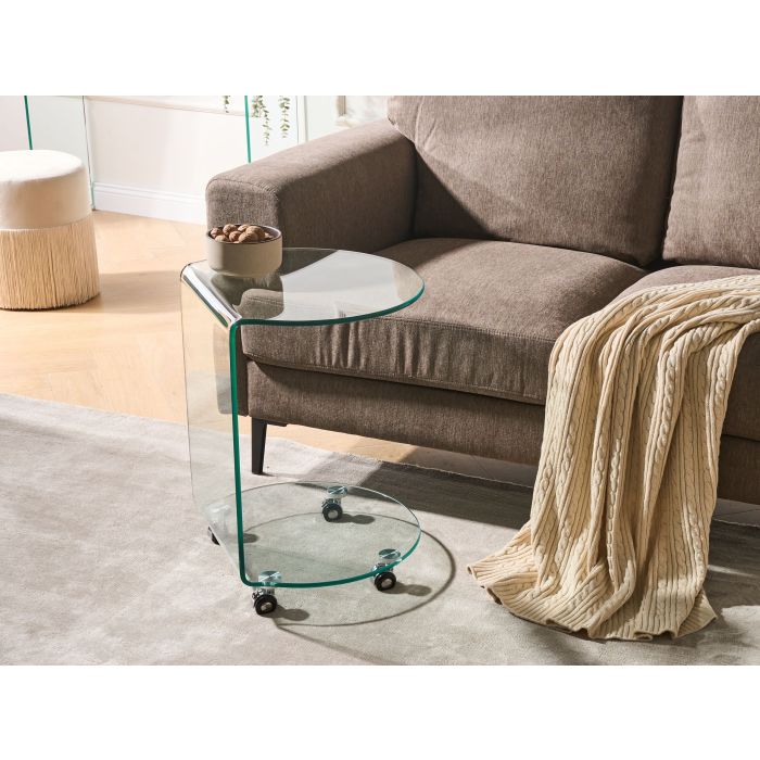 RARUXO Side Table with Wheels - Transparent