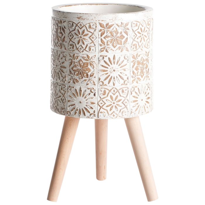 KARIOTSS Elevated Plant Pot Ceramic 36 cm Off-White