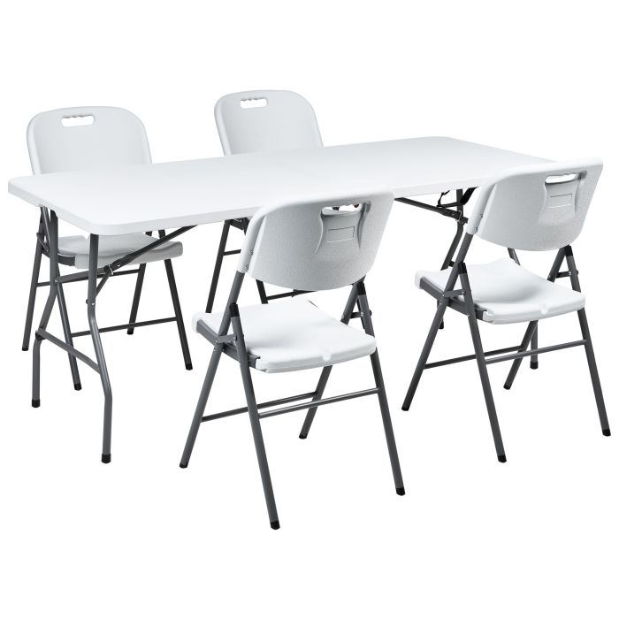 FARNMERE Garden Dining Set 4 Seater Folding 180 cm - White