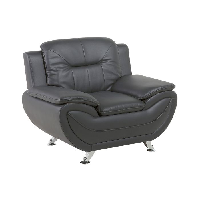 LINCOMBE Faux Leather Armchair - Grey
