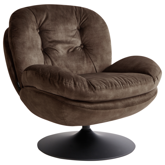 RAVESTONE Velvet Swivel Chair - Dark Brown