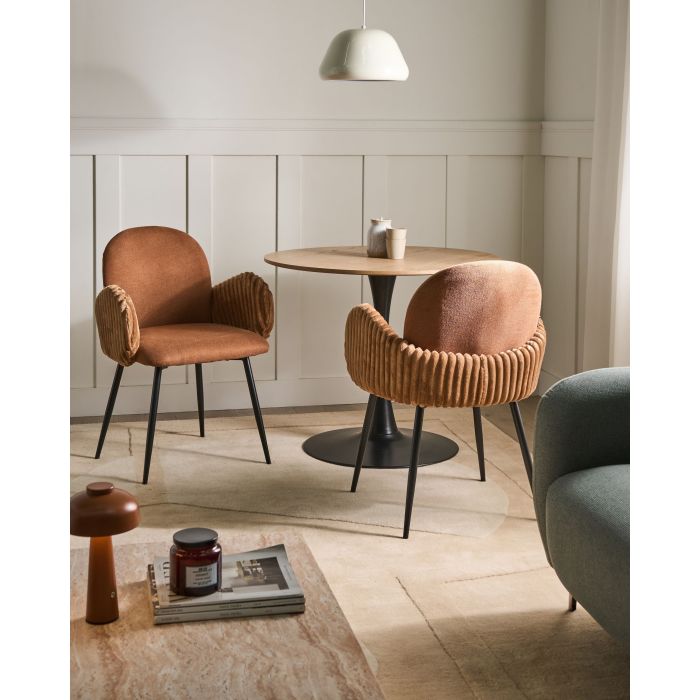 BILARO Fabric Dining Chairs Set of 2 - Brown
