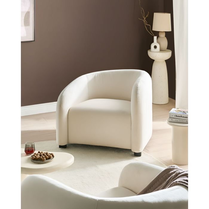 CLEYBOURNE Velvet Armchair - Off White